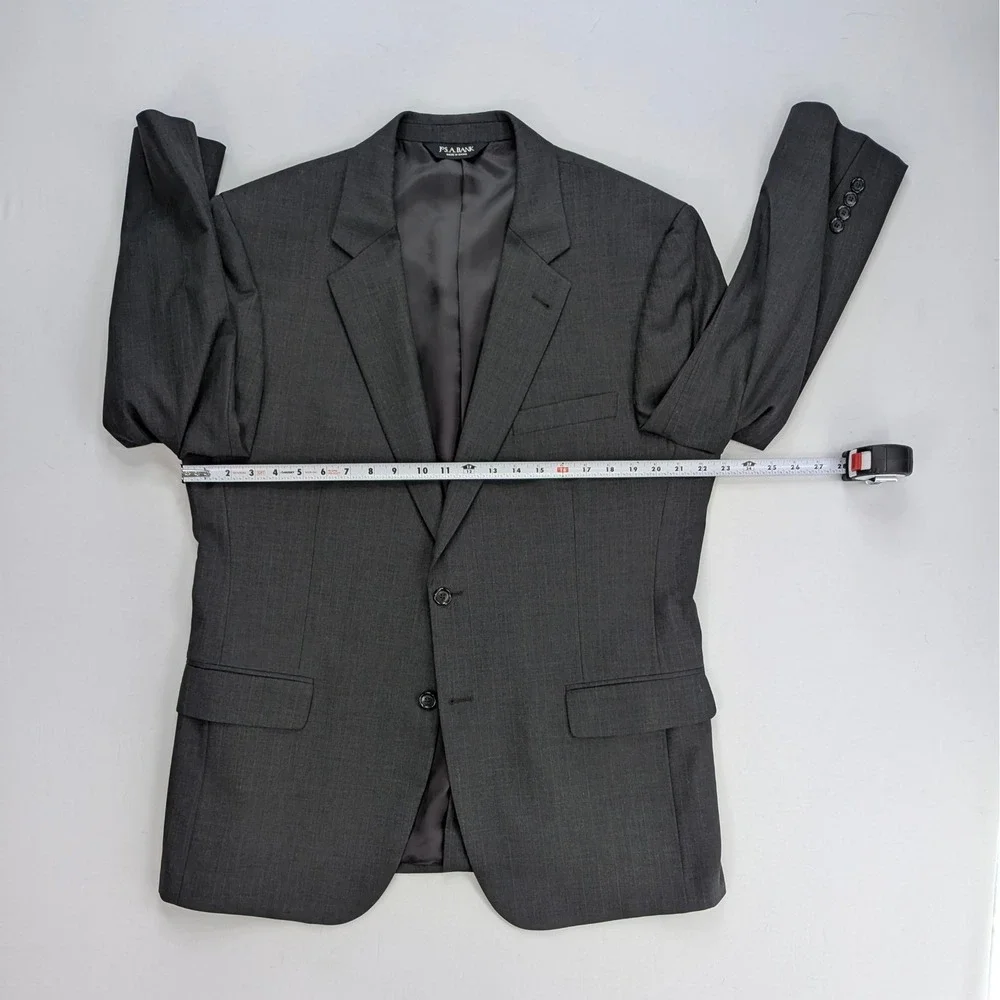🧥 Jos A Bank Signature 100% Wool Blazer Charcoal Gray 44R Classic